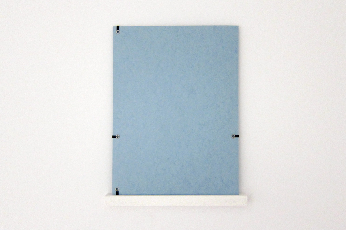 Elsa Werth, ‘Victory Eraser II’, 2013, pochettes cartonnees, elastiques, rivets metalliques, bois peint, 24x34x2cm